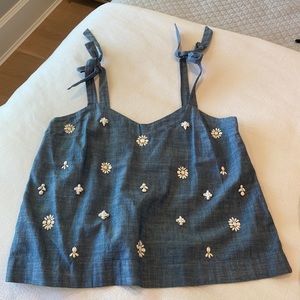 JCrew Chambray tie shoulder tank